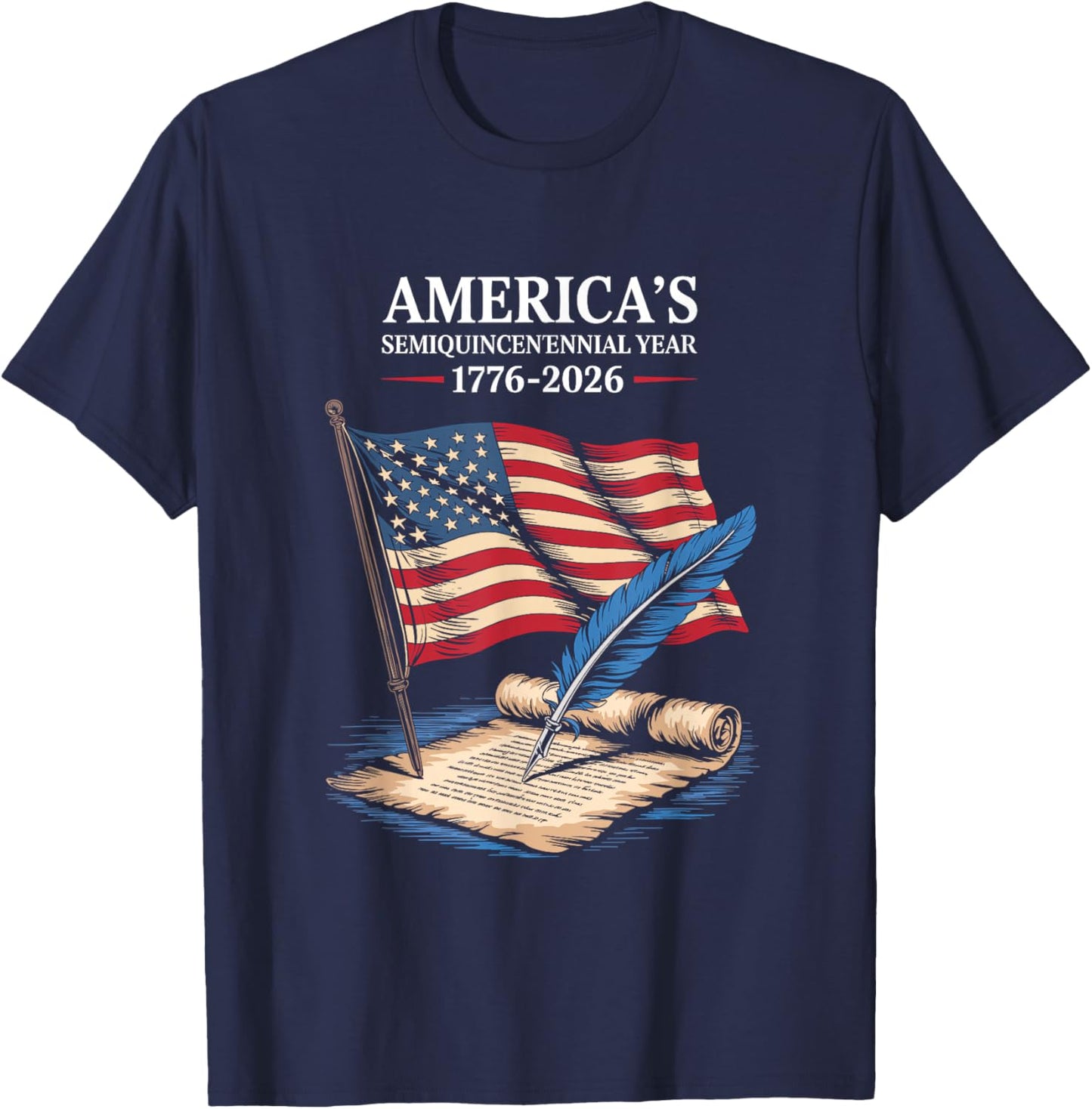 USA Flag 250 Years Independence Day 1776-2026 4th July T-Shirt - T-Shirt | Navy