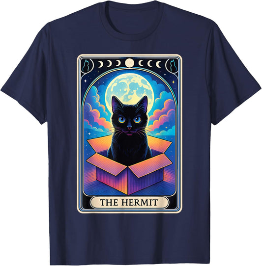 The Hermit Cat Tarot Card T-Shirt - T-Shirt | Navy
