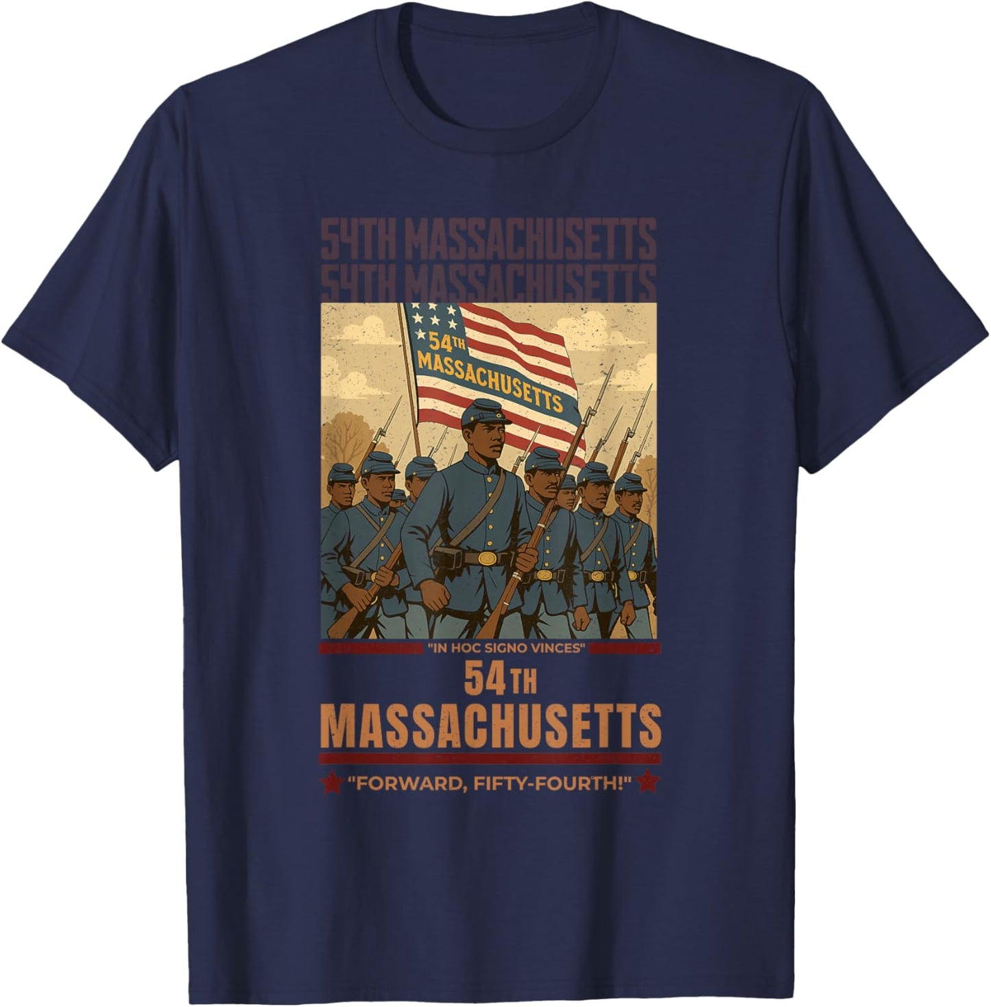 54th Massachusetts Regiment | All-Black Civil War Regiment T-Shirt - T-Shirt | Navy