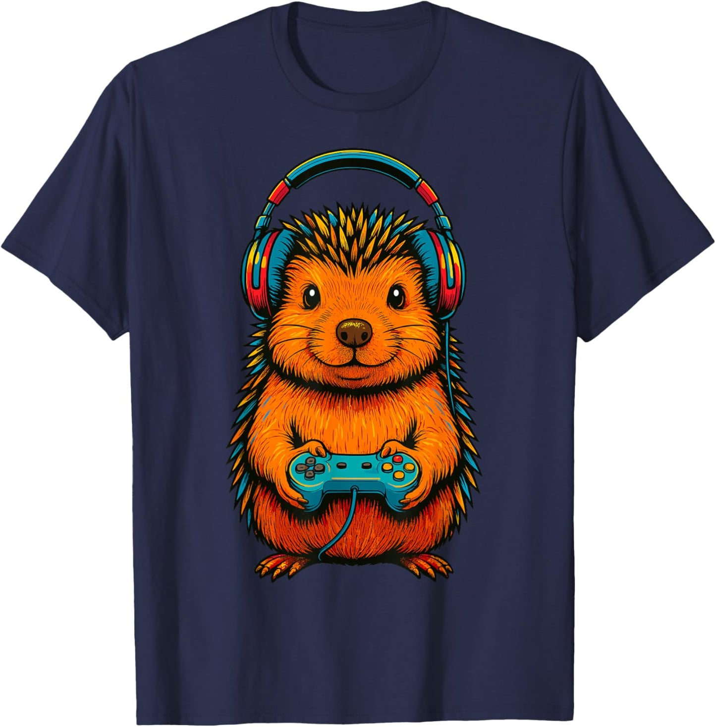Gamer Hedgehog Gaming T-Shirt - T-Shirt | Navy