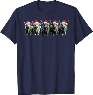 Funny Christmas Scottish Highland Cow Xmas Farm Animal Lover T-Shirt - T-Shirt | Navy