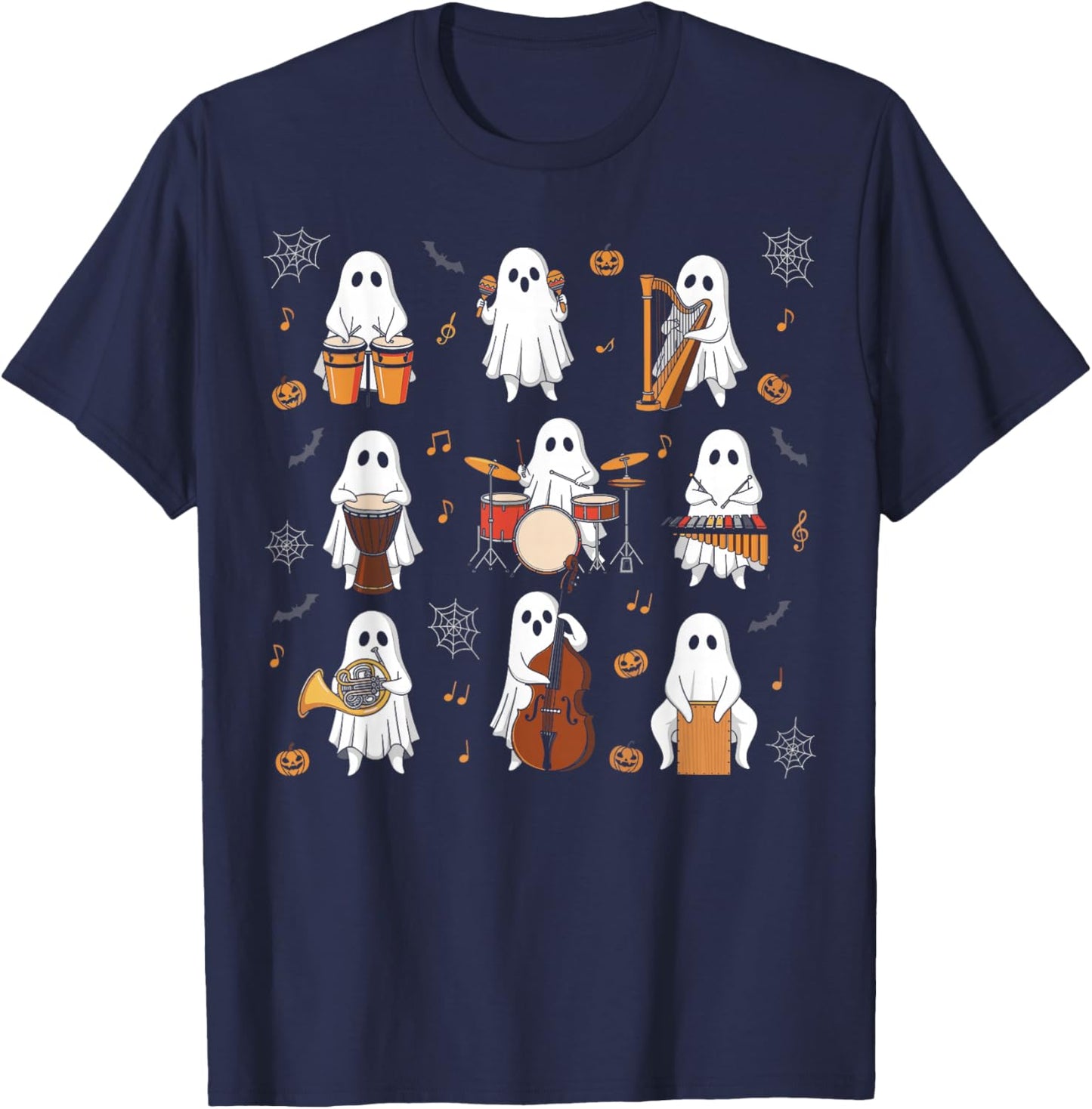 Ghost Music Teacher Funny Halloween Musician Costume T-Shirt - T-Shirt | Navy