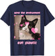 Save Environment Eat Plastic Cat Funny Saying Men Women Kids T-Shirt - T-Shirt | Navy