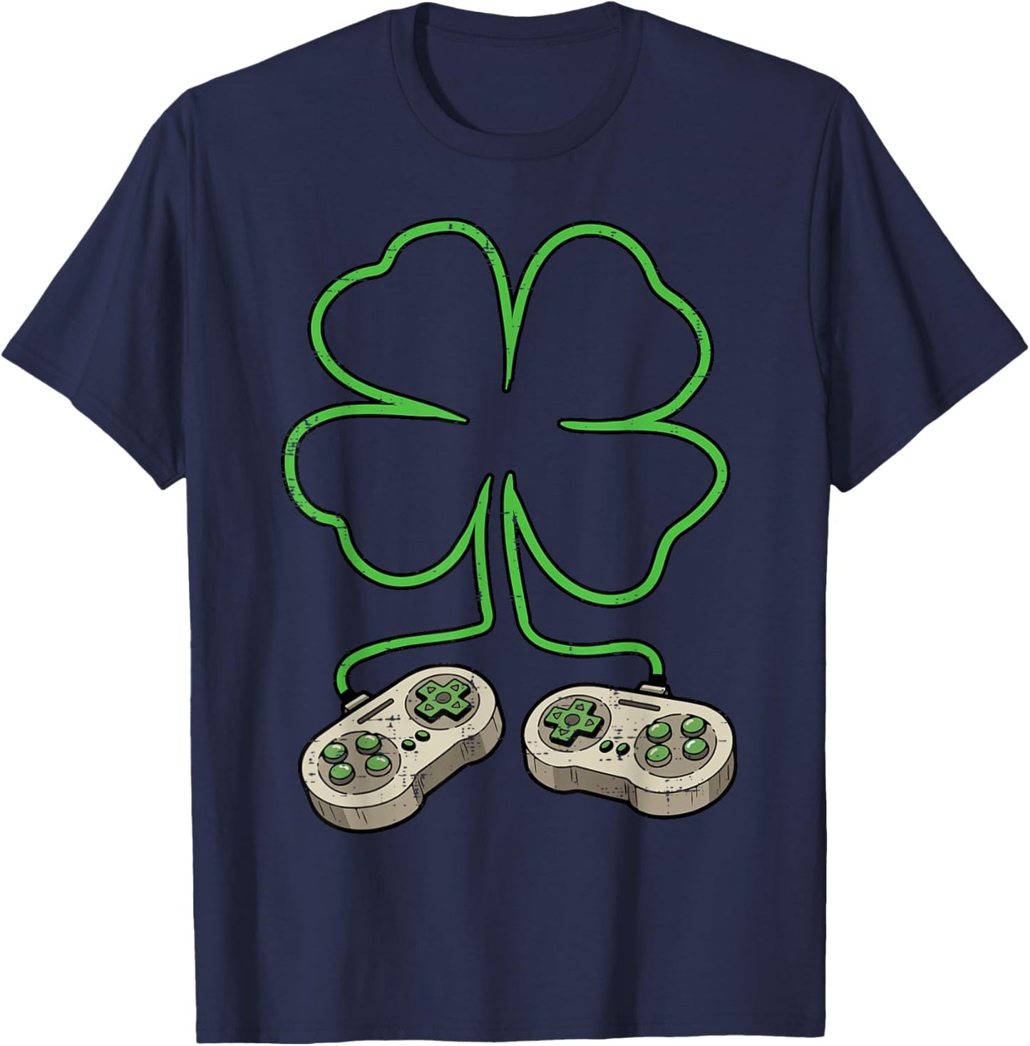St Patricks Day Gamer Controller Saint Paddys Men Boys Kids T-Shirt - T-Shirt | Navy
