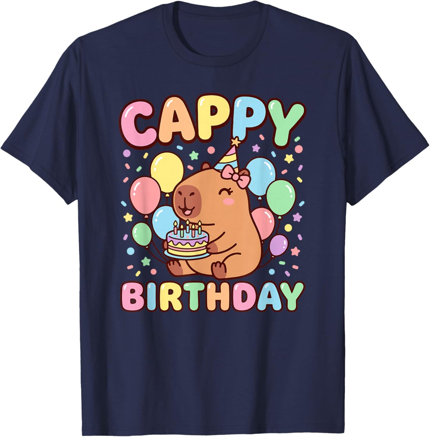 Capybara Birthday Happy Birthday T-Shirt - T-Shirt | Navy