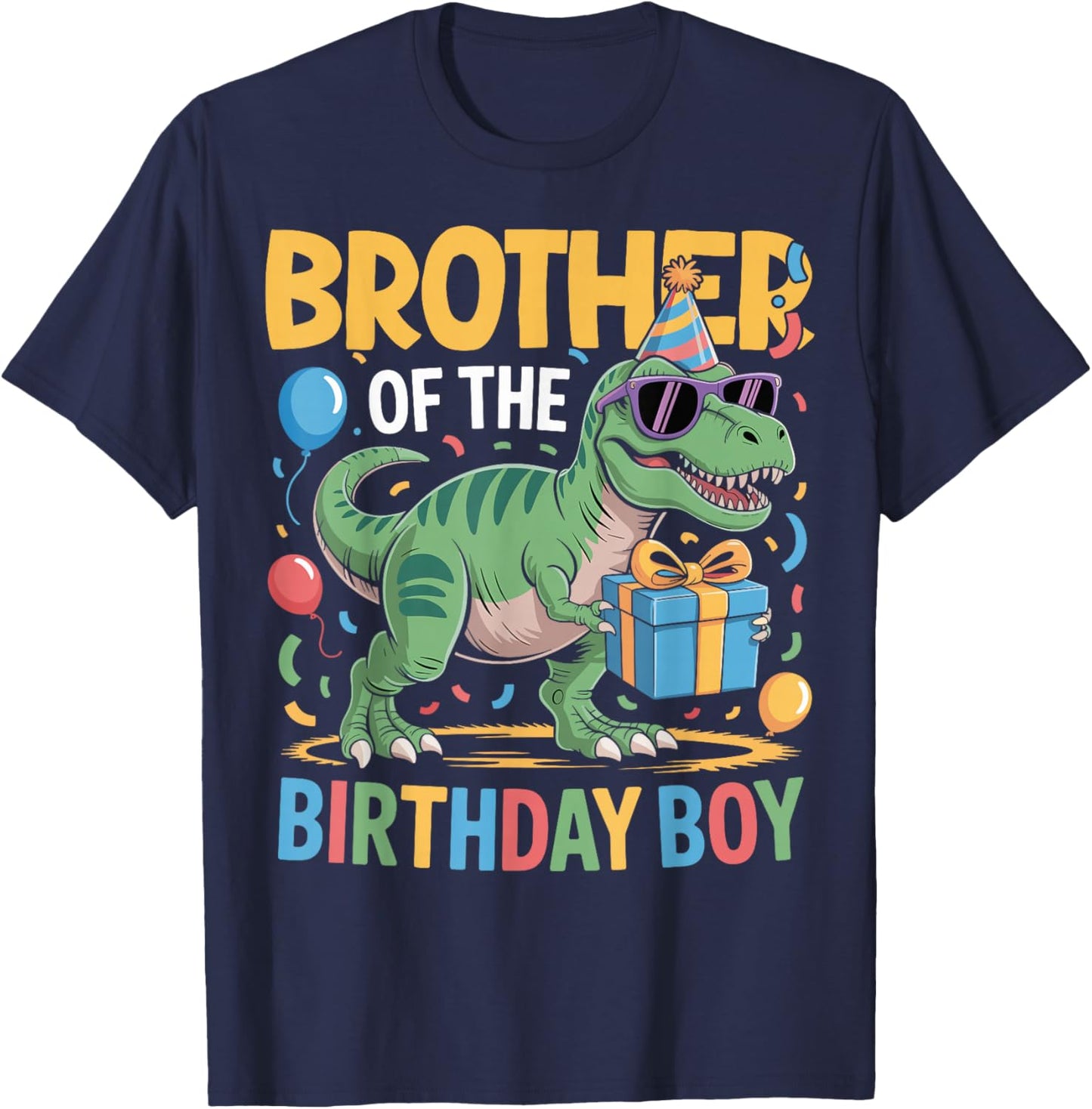 Brother of The Birthday Party Outfit Dinosaur Squad Brother T-Shirt - T-Shirt | Navy