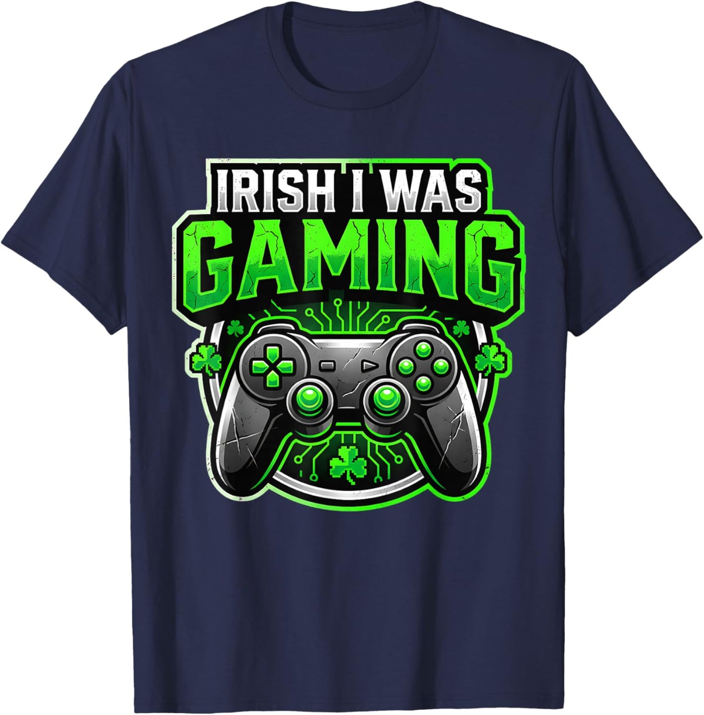 Irish I was Gaming Funny St Patricks Day Gamer Youth Men Boy T-Shirt - T-Shirt | Navy