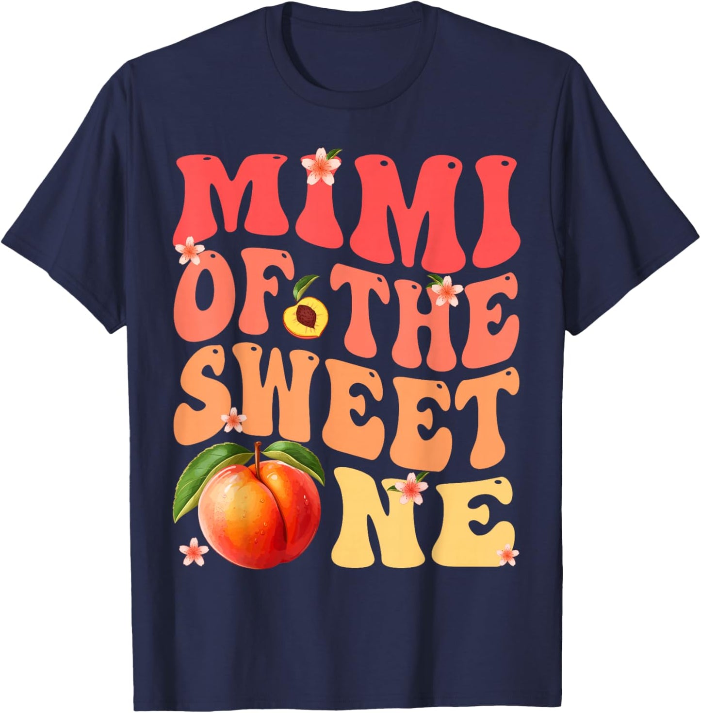 Mimi of The Sweet One 1St Birthday Girl Peach Groovy T-Shirt - T-Shirt | Navy