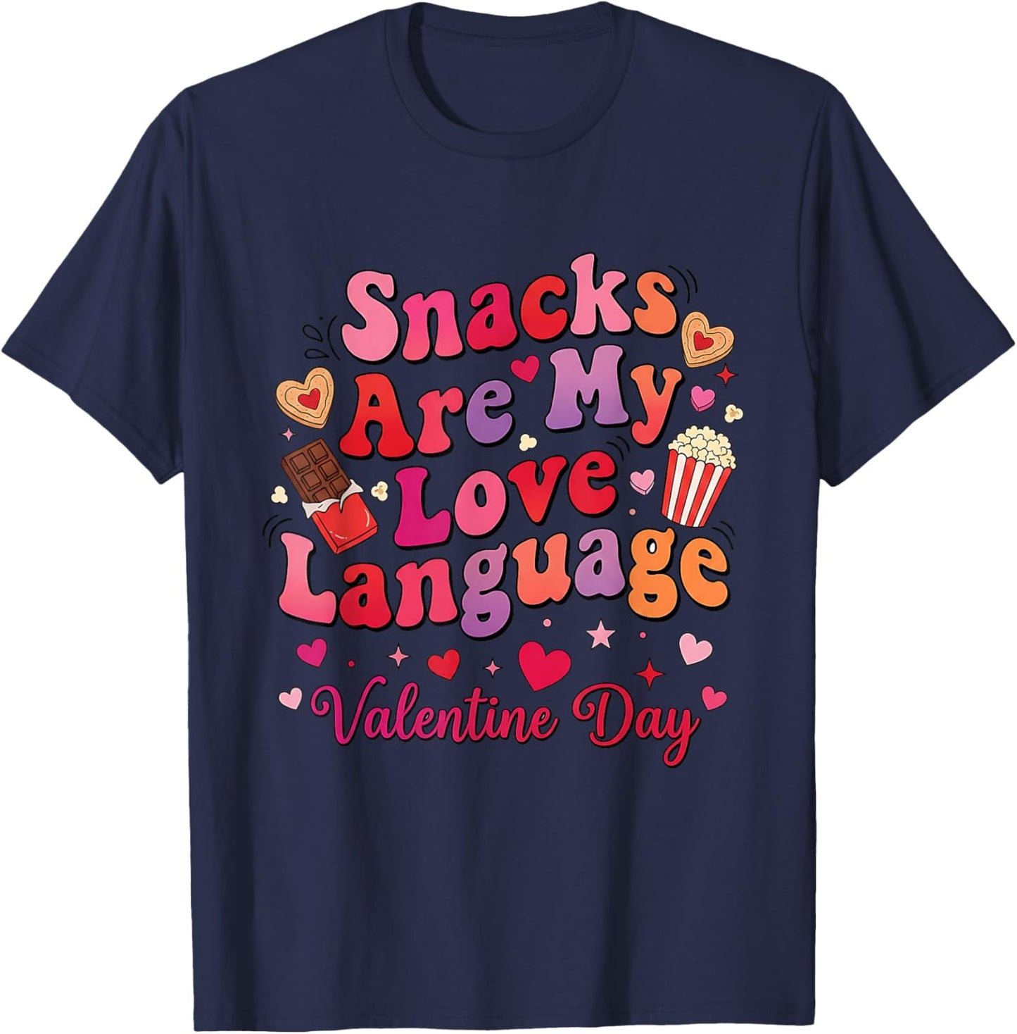 Snacks are My Love Language Funny Food Lover Kids Boys Girls T-Shirt - T-Shirt | Navy