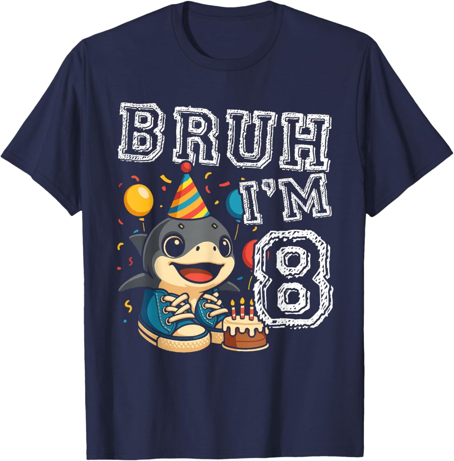 Italian Brainrot Bruh I'm 8 Age 8th Kids Boys Girls T-Shirt - T-Shirt | Navy