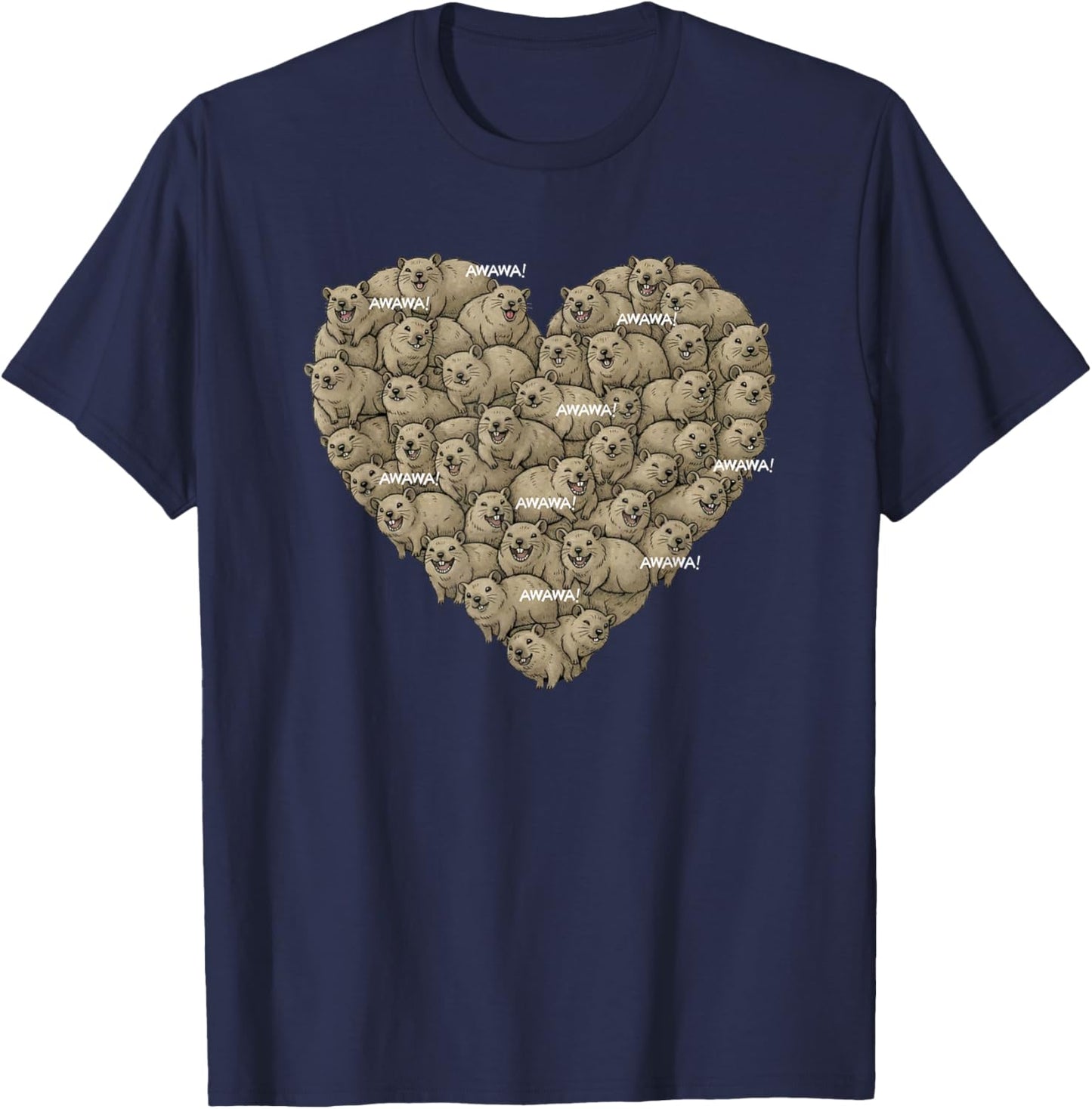 Rock Hyrax Awawa Heart Cluster Valentines Day Funny Cute T-Shirt - T-Shirt | Navy