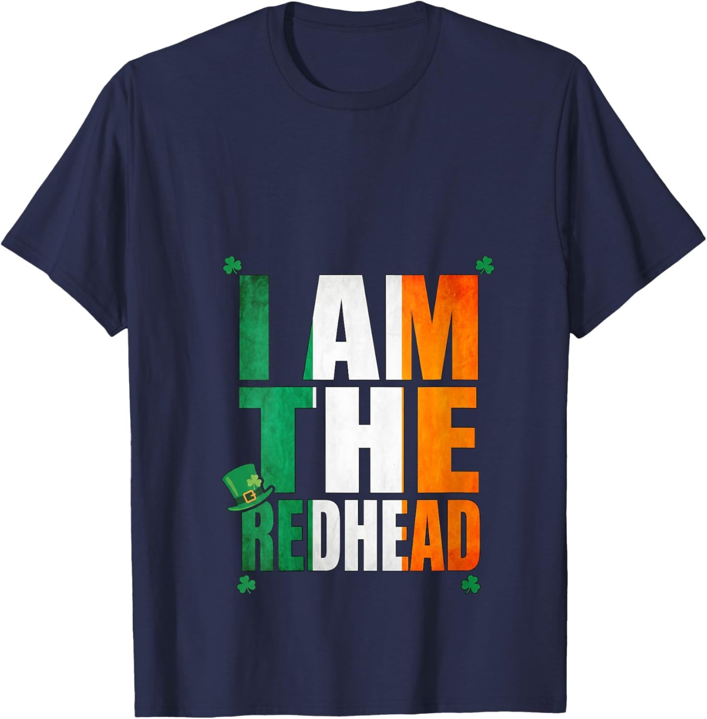 Women's Irish Flag I am The Redhead St Patrick’s Day Leprechaun Hat V-Neck T-Shirt - T-Shirt | Navy