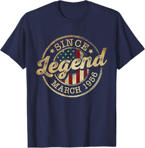 Legend Since March 1956 Vintage 70th Birthday Classic T-Shirt - T-Shirt | Navy