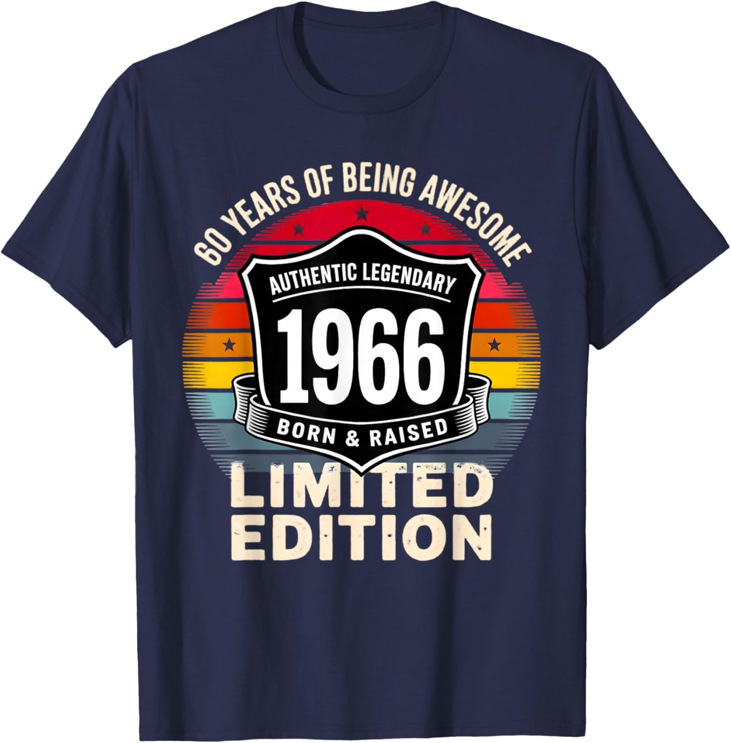 Vintage 1966 60th Birthday Gift Men Women 60 Years Old T-Shirt - T-Shirt | Navy