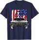 1969 69 Mercury Cougar Red Classic Vintage Old Car USA Flag T-Shirt - T-Shirt | Navy