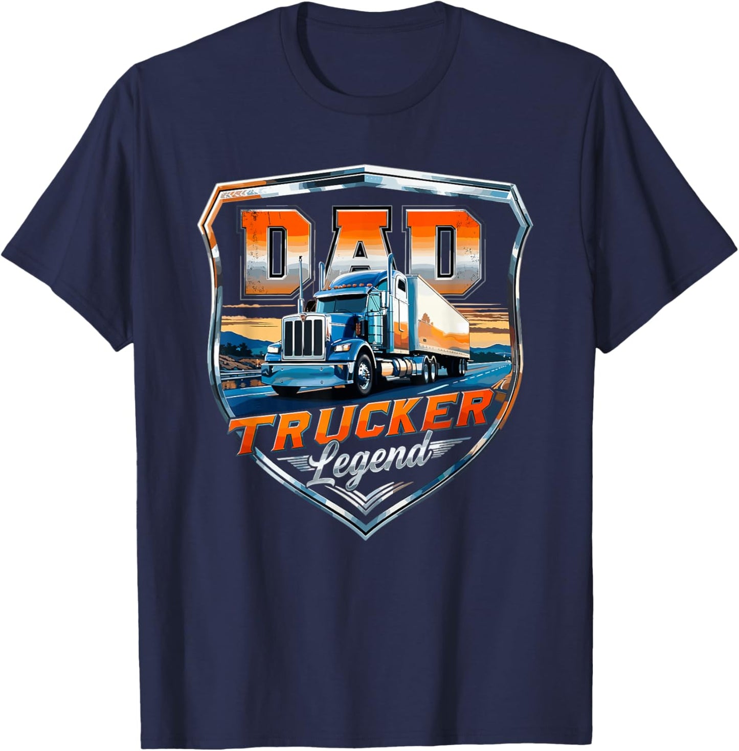 Semi Truck Driver Trucking T-Shirt - T-Shirt | Navy