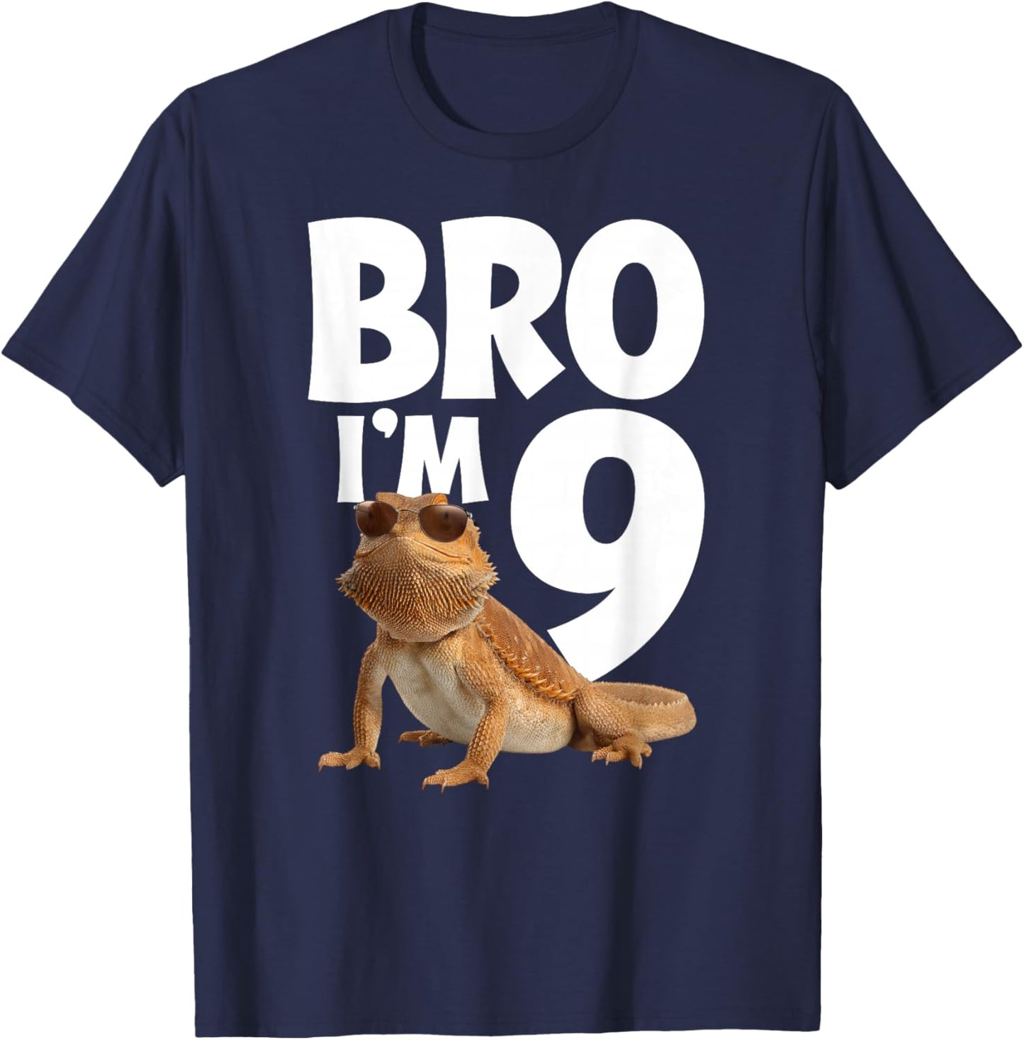 9th Reptile Birthday Nine Year Old Bearded Dragon Birthday T-Shirt - T-Shirt | Navy