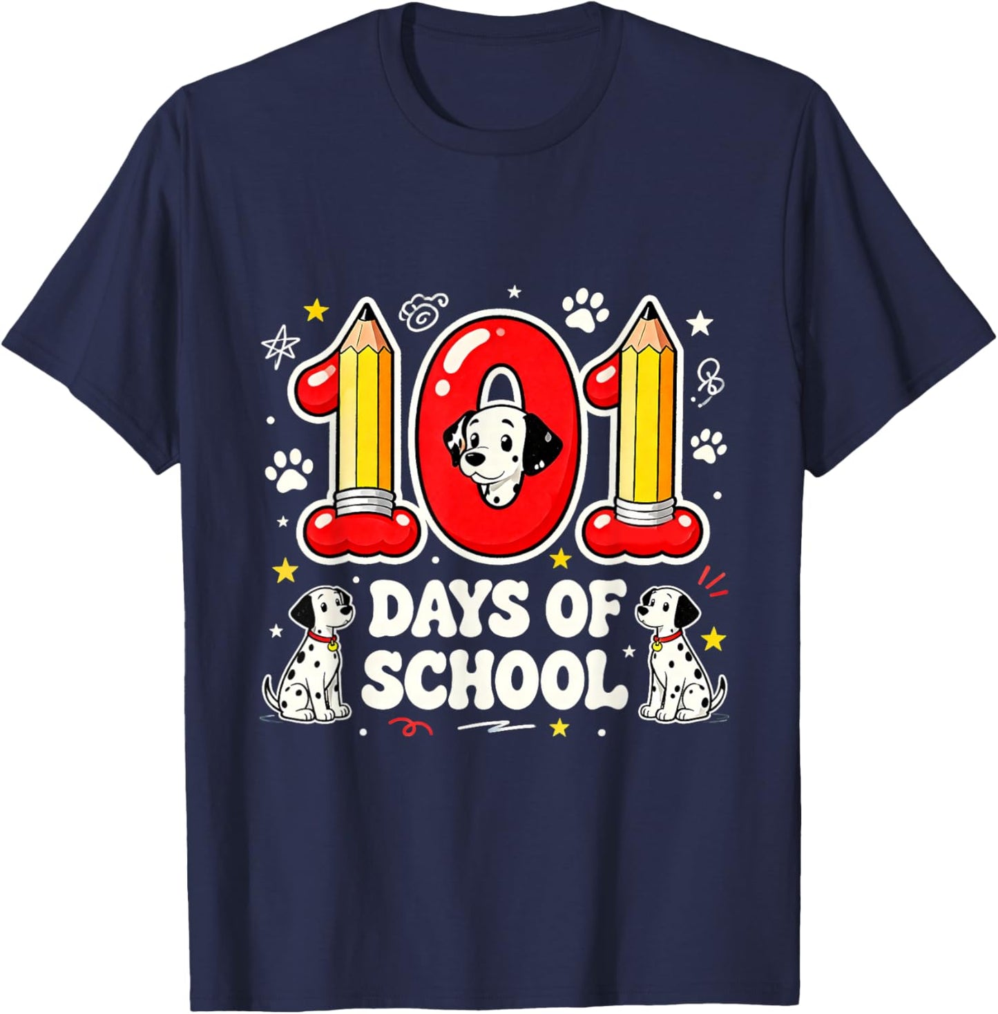 101 Days of School Cute Puppy Classroom Design T-Shirt - T-Shirt | Navy