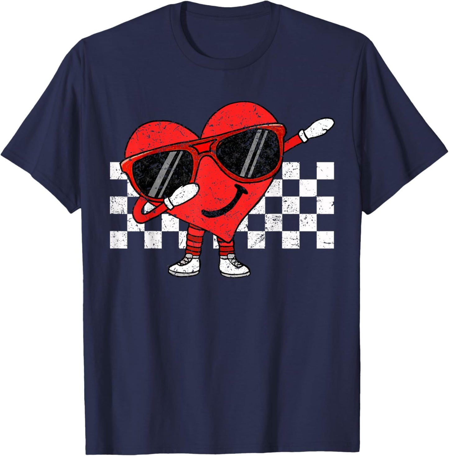 Funny Dabbing Retro Valentines Heart Dab Boys Kids Teens T-Shirt - T-Shirt | Navy