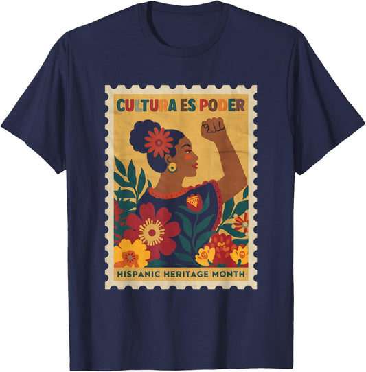 Cultura ES Poder Hispanic Heritage Latina Empowerment T-Shirt - T-Shirt | Navy