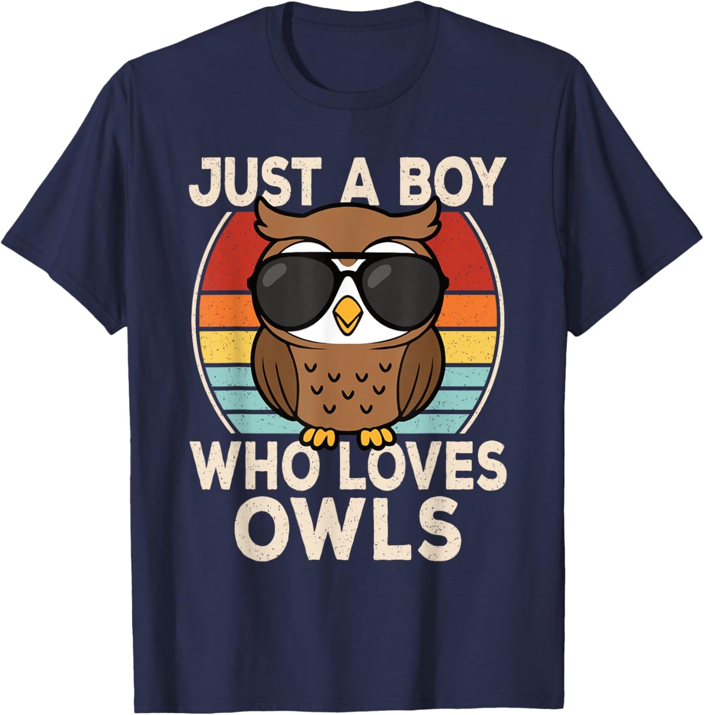 Just A Boy Who Loves Owls Owl Lover Boys Kids T-Shirt - T-Shirt | Navy