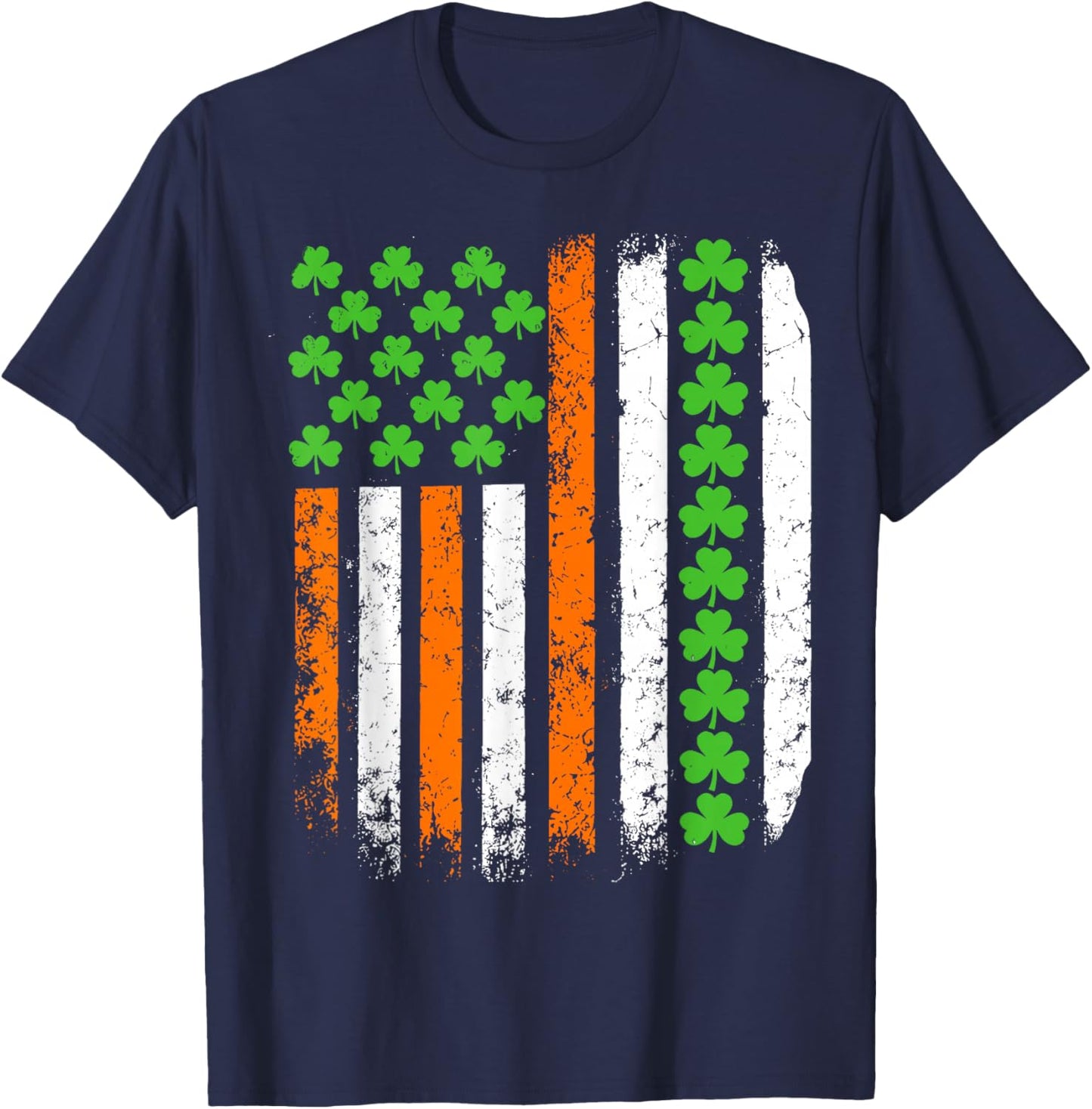 US American Flag with Shamrocks for St Patricks Day T-Shirt - T-Shirt | Navy