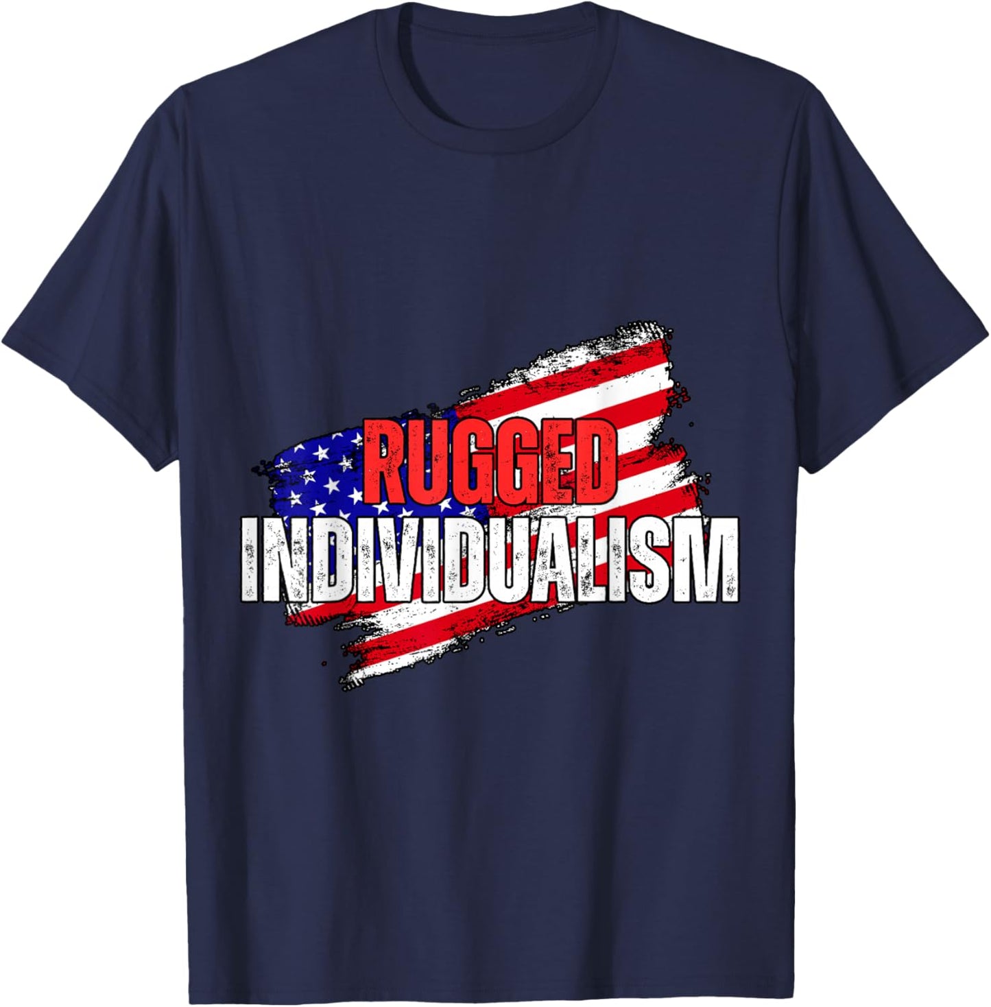 Rugged Individualism, Distressed USA Flag American Grit T-Shirt - T-Shirt | Navy