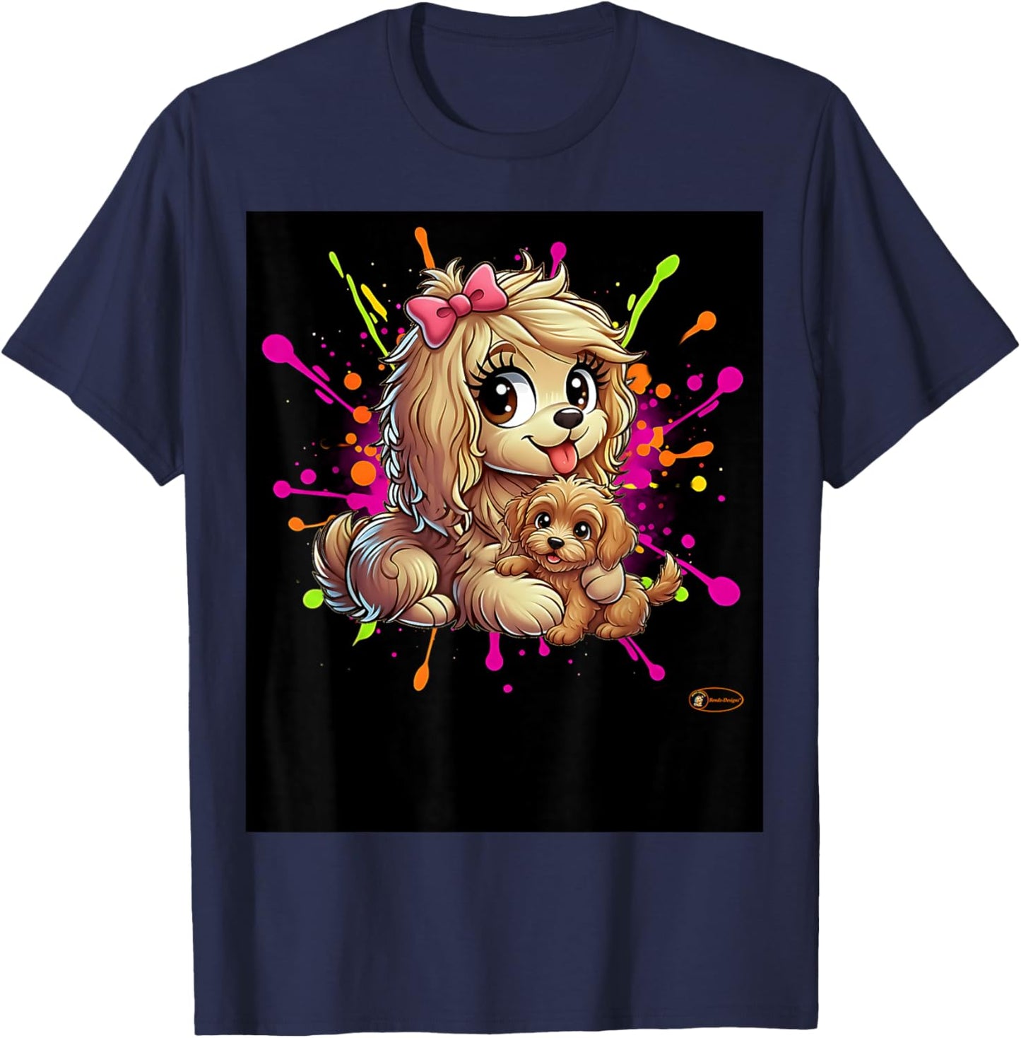 Cute Puppy Love Cartoon Design for Kids and Dog Lovers T-Shirt - T-Shirt | Navy