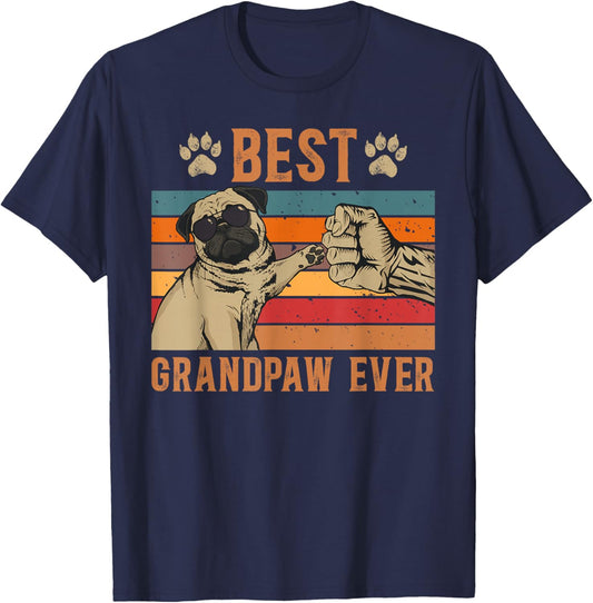 Best Pug Grandpa Ever Grandpa of A Pug Grandfather T-Shirt - T-Shirt | Navy