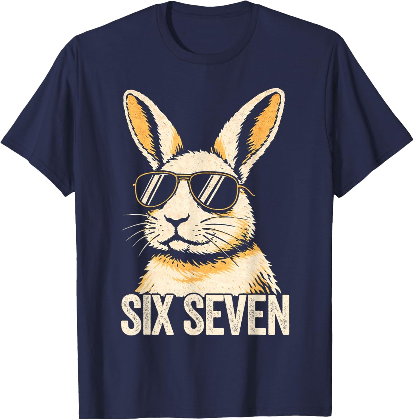 Bunny Six Seven Graphic Rabbit Kids 67 Boys Bunny T-Shirt - T-Shirt | Navy