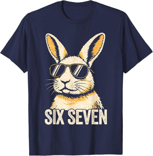 Bunny Six Seven Graphic Rabbit Kids 67 Boys Bunny T-Shirt - T-Shirt | Navy