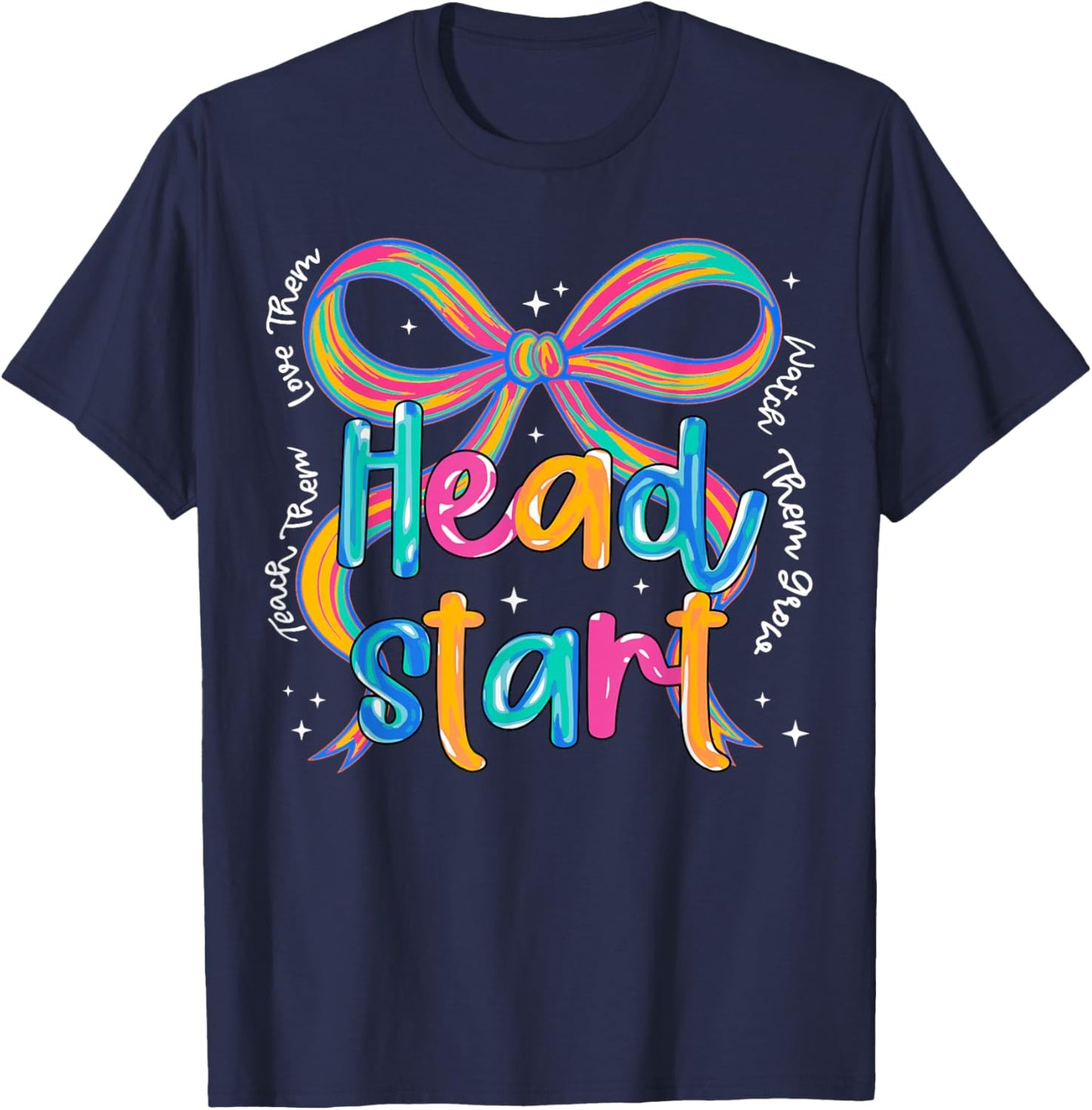 Headstart Teacher Early Childhood Educator Coquette Bow T-Shirt - T-Shirt | Navy