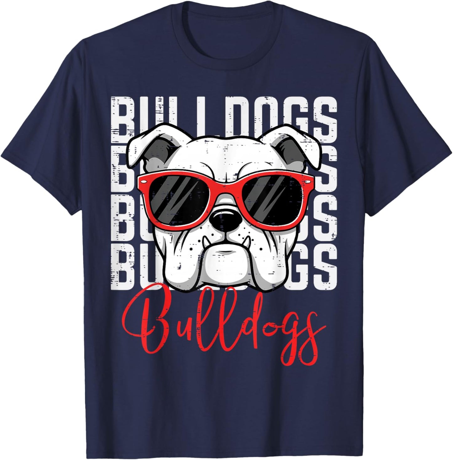 Bulldog Men Women Boys Girls Youth Kids Teen T-Shirt - T-Shirt | Navy