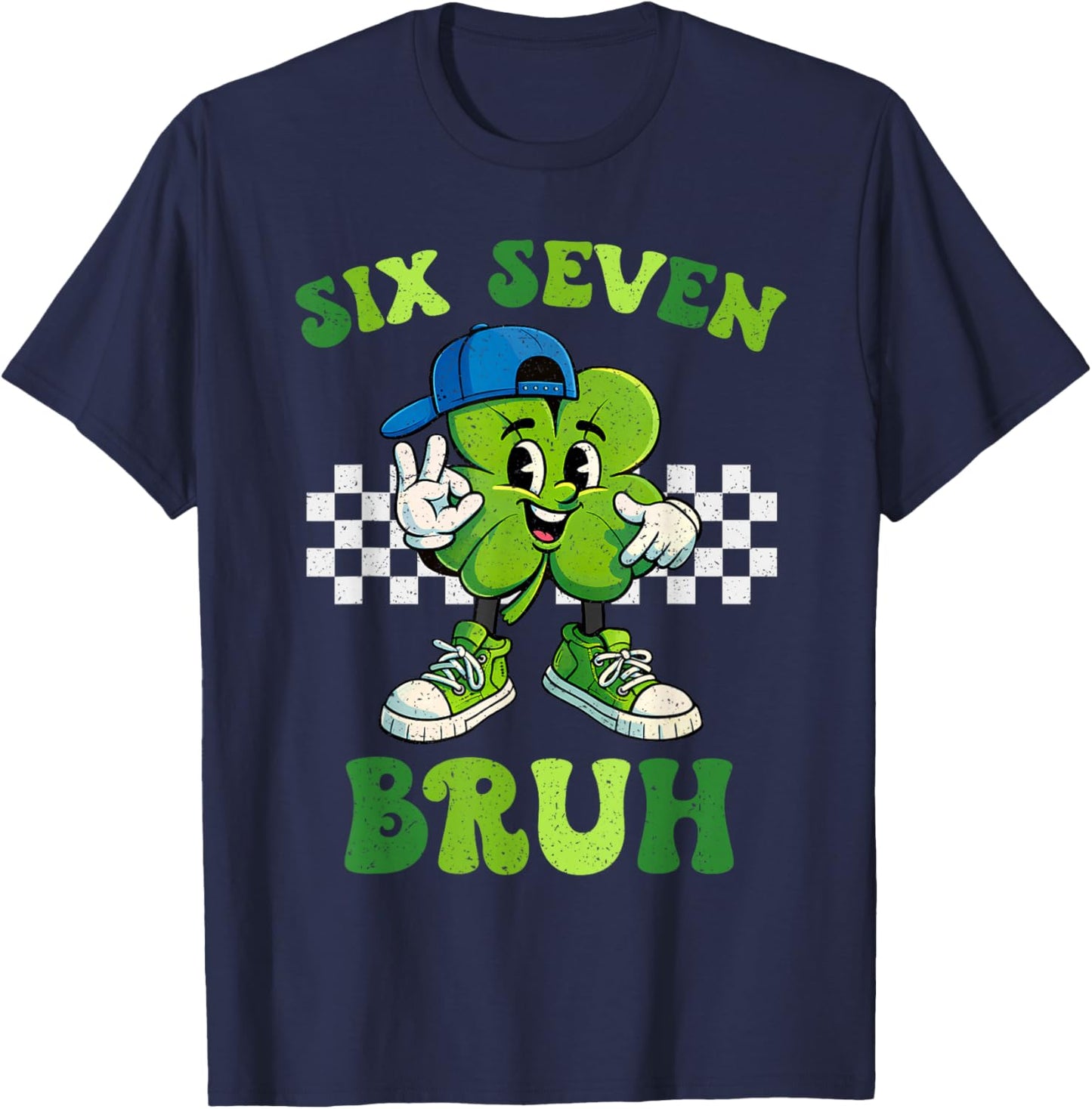 Six Seven Bruh 67 Meme St Patricks Day for Boys Youth Kids T-Shirt - T-Shirt | Navy