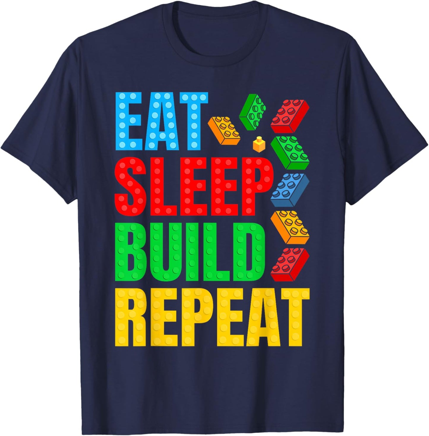 Master Builder Kids Building Blocks Brick Boys Family T-Shirt - T-Shirt | Navy