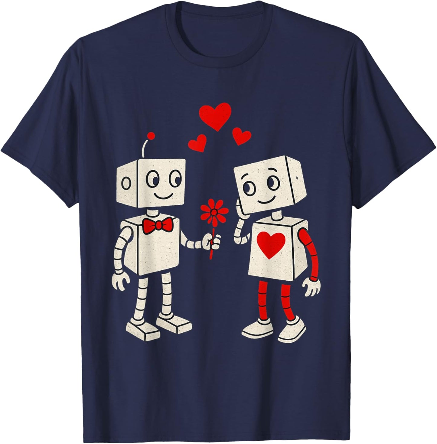 Valentines Day Robots Couple Love Story T-Shirt - T-Shirt | Navy