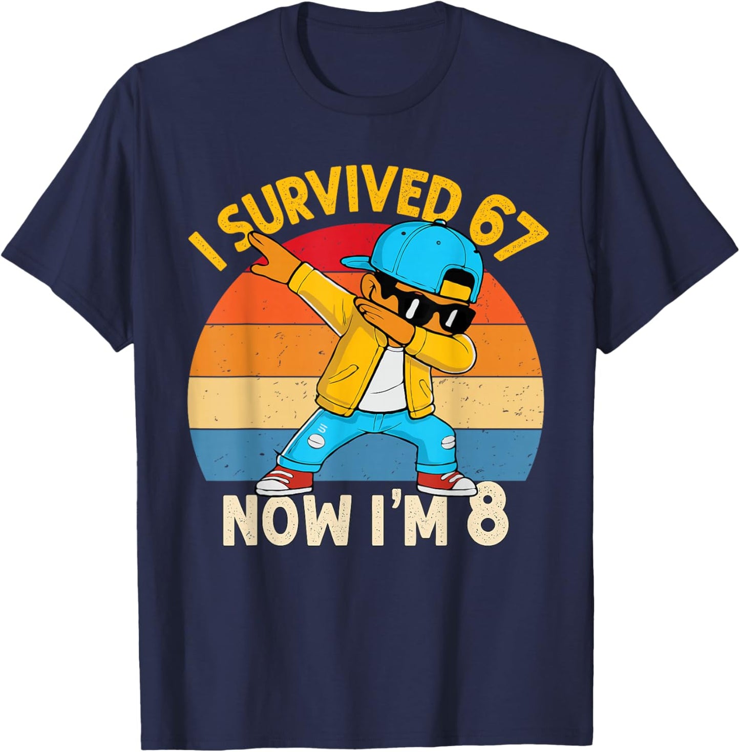 8th Birthday 67 Six Seven Dabbing Boy I'm 8 Year Old Bruh T-Shirt - T-Shirt | Navy