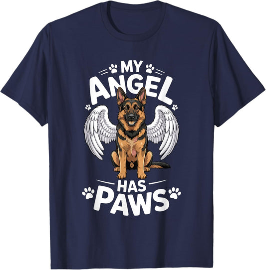 My Angel Has Paws German Shepherd Memorial Dog T-Shirt - T-Shirt | Navy