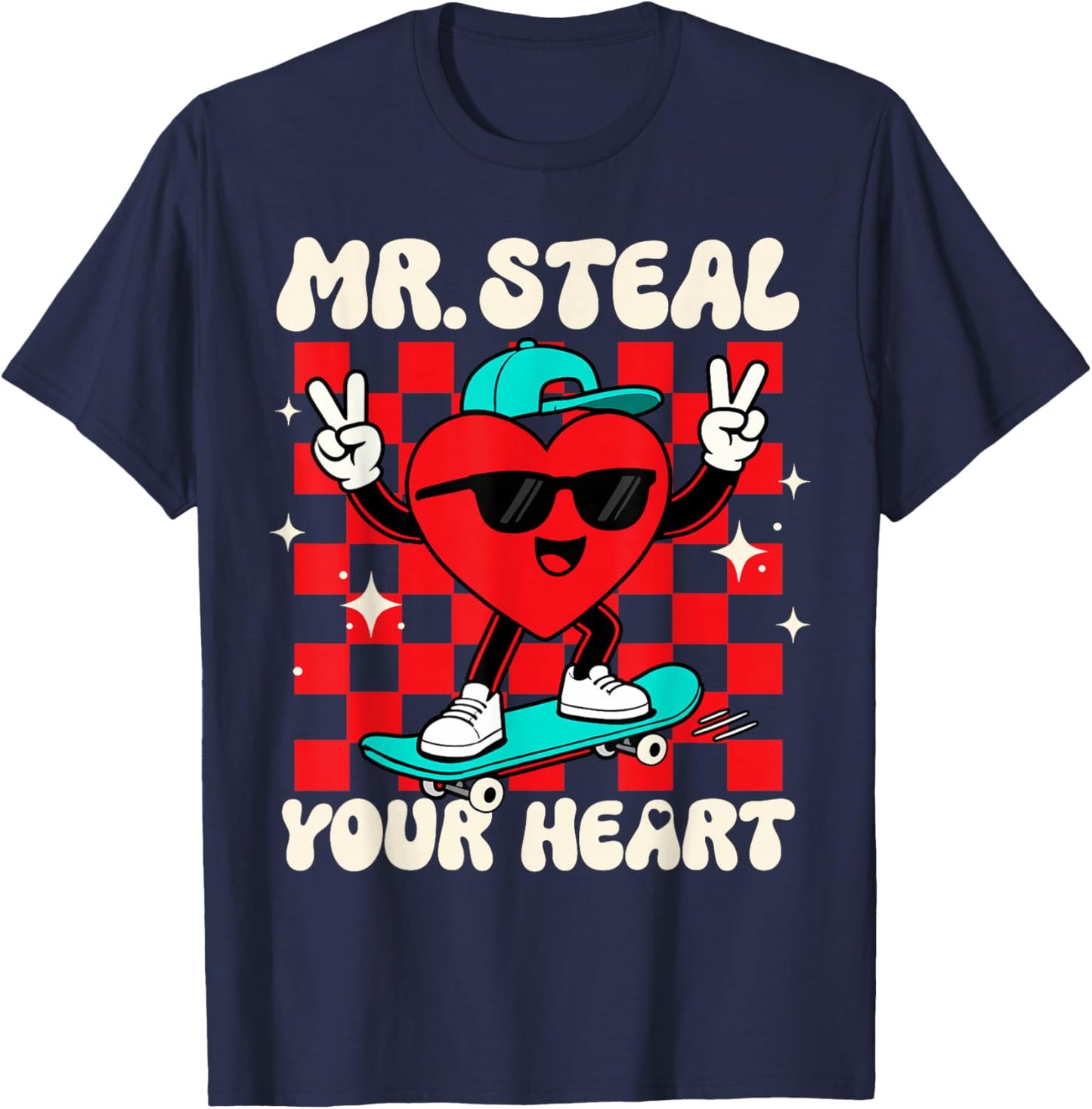 Mr Steal Your Heart for Boys Toddlers Valentine's Day Kids T-Shirt - T-Shirt | Navy