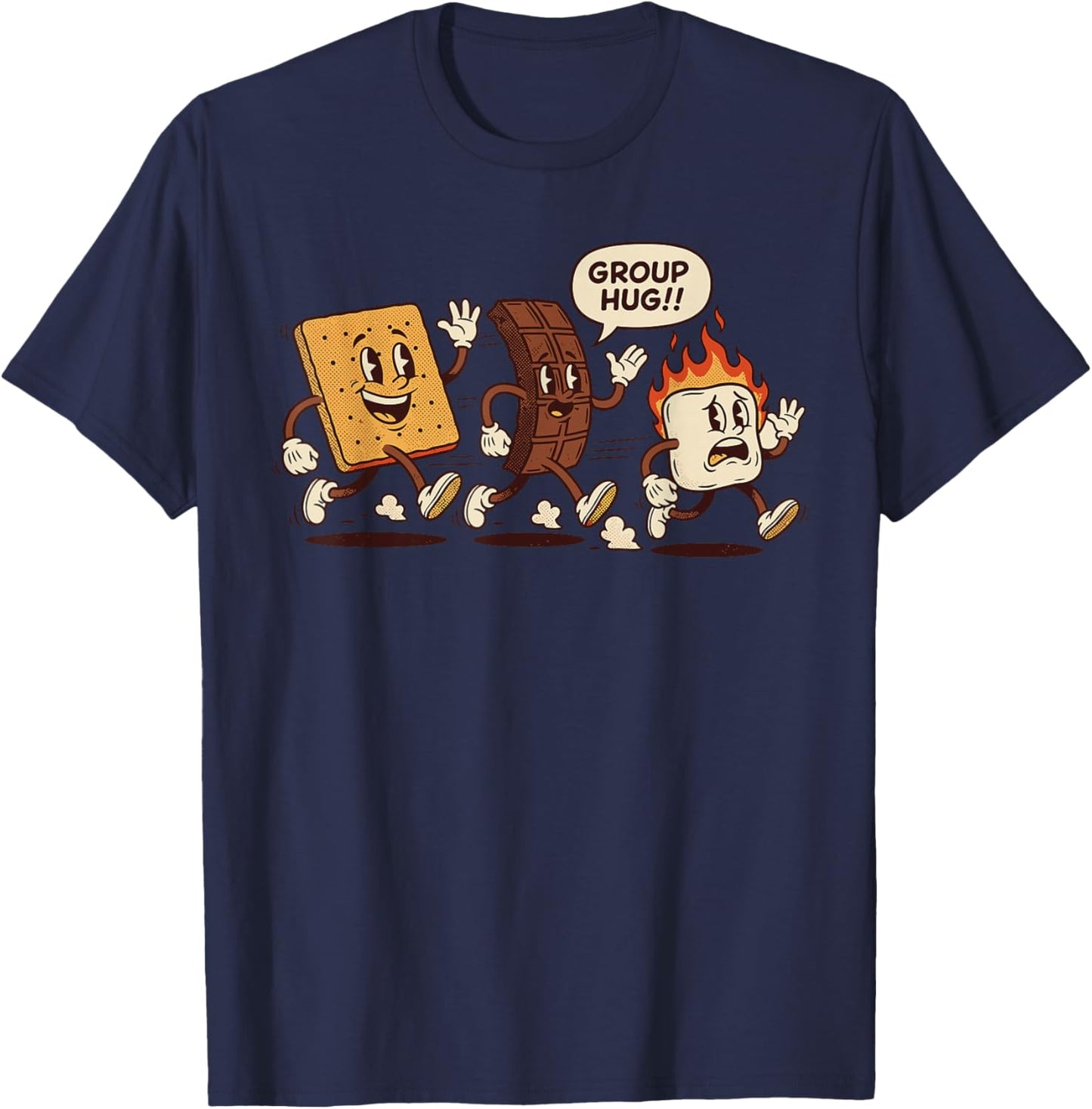 Group Hug Smores Costume, Marshmallow Campfire Roasting T-Shirt - T-Shirt | Navy