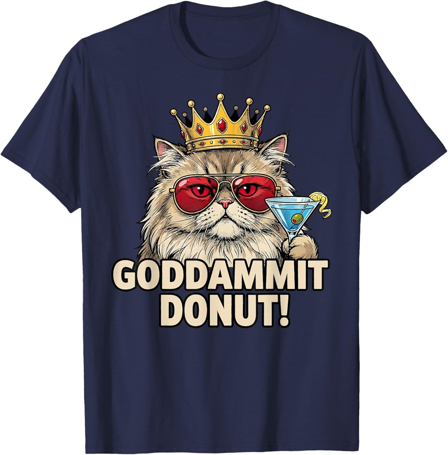 Donut Princess Cat Meme – Kawaii Funny Cartoon Style T-Shirt - T-Shirt | Navy