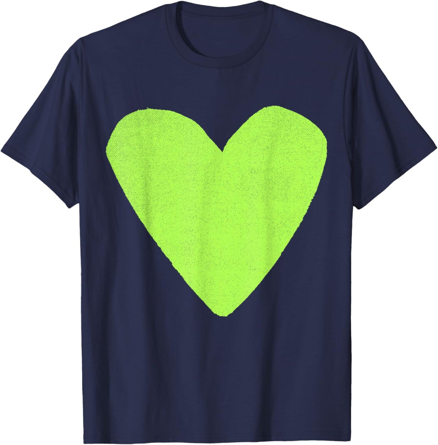 Boho Tops Valentines Day Cute Girls Lime Green Heart T-Shirt - T-Shirt | Navy