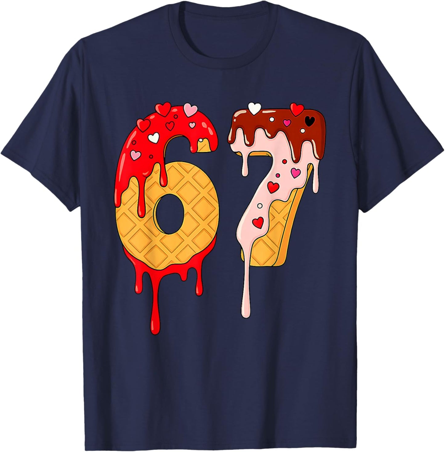 67 Ice Cream Drip Meme Funny Six Seven Valentine Days T-Shirt - T-Shirt | Navy
