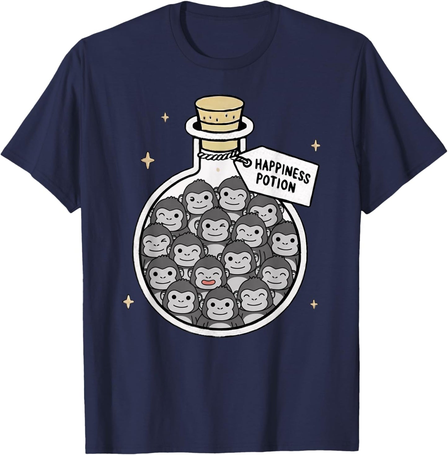 Funny Gorilla Happiness Potion Zoo Boys Girls Kids T-Shirt - T-Shirt | Navy