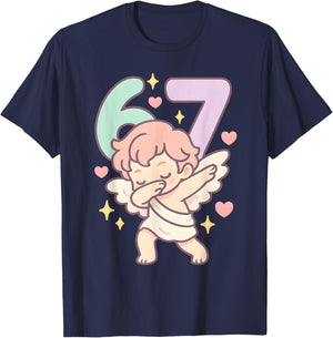 Valentines Day Dabbing 67 Pastel Chibi Cupid Funny Dancing T-Shirt - T-Shirt | Navy