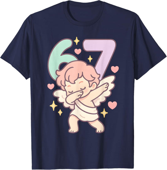 Valentines Day Dabbing 67 Pastel Chibi Cupid Funny Dancing T-Shirt - T-Shirt | Navy