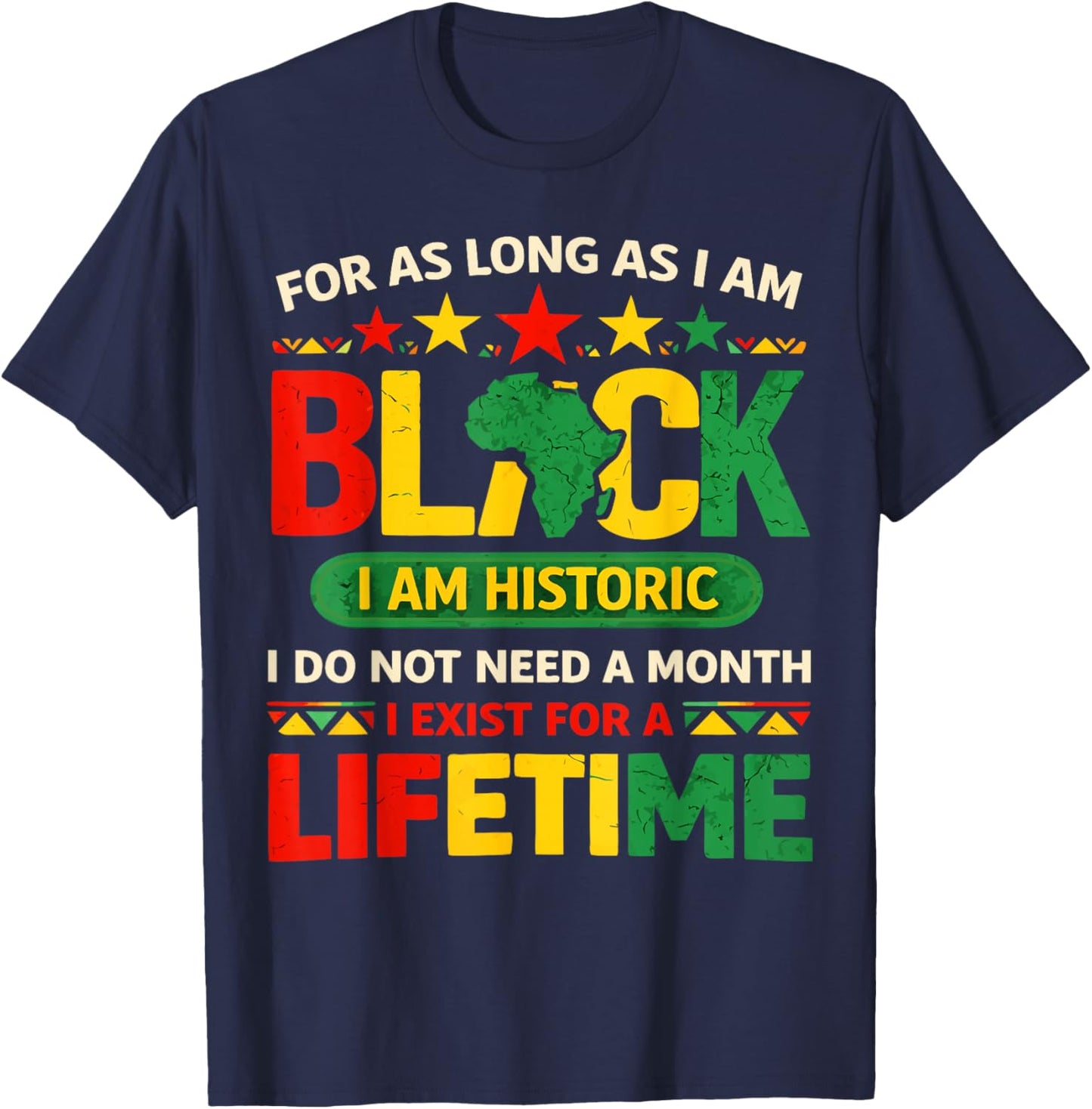 Black History Month for as Long as I am Black I am Historic T-Shirt - T-Shirt | Navy