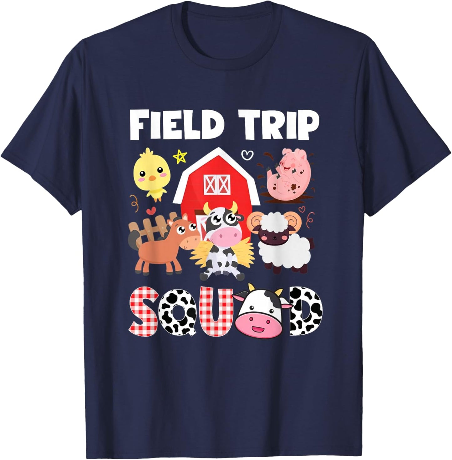 Field Trip Squad Shirt Kids Farm Animals Cute School Trip T-Shirt - T-Shirt | Navy