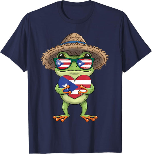 Coqui Frog Puerto Rico Flag Puerto Rican Taino Boricua T-Shirt - T-Shirt | Navy