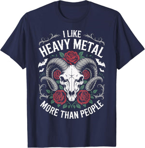 I Like Heavy Metal More Than People T-Shirt - T-Shirt | Navy